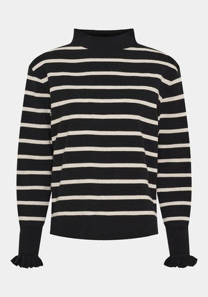 I SAY Frigga Stripe Pullover Knitwear M41 Black w/Cream