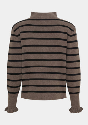 I SAY Frigga Stripe Pullover Knitwear N03 Potato w/black Stripe