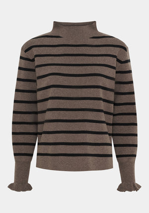 I SAY Frigga Stripe Pullover Knitwear N03 Potato w/black Stripe