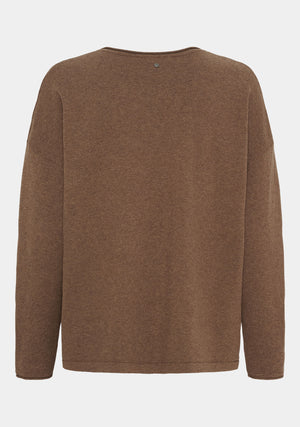 I SAY Frigga V-Neck Knitwear 372 Golden Brown Melange