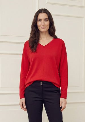 I SAY Frigga V-Neck Knitwear 432 Fresh Red