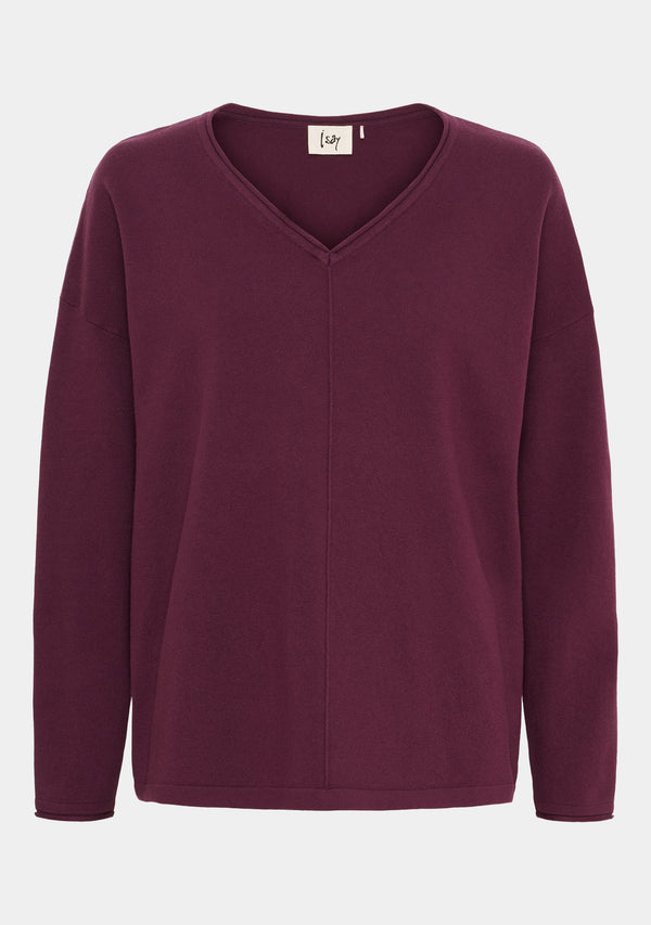 I SAY Frigga V-Neck Knitwear 434 Wine