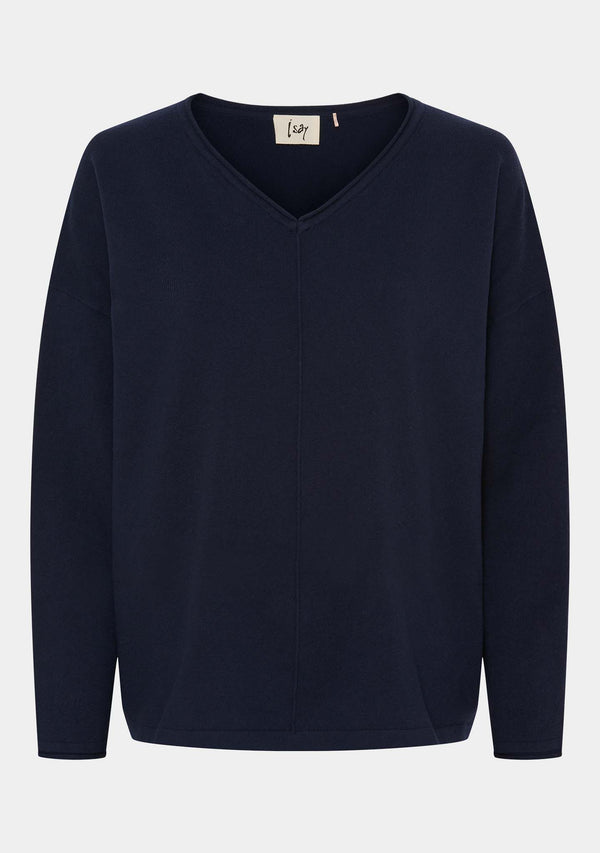 I SAY Frigga V-Neck Knitwear 640 Navy