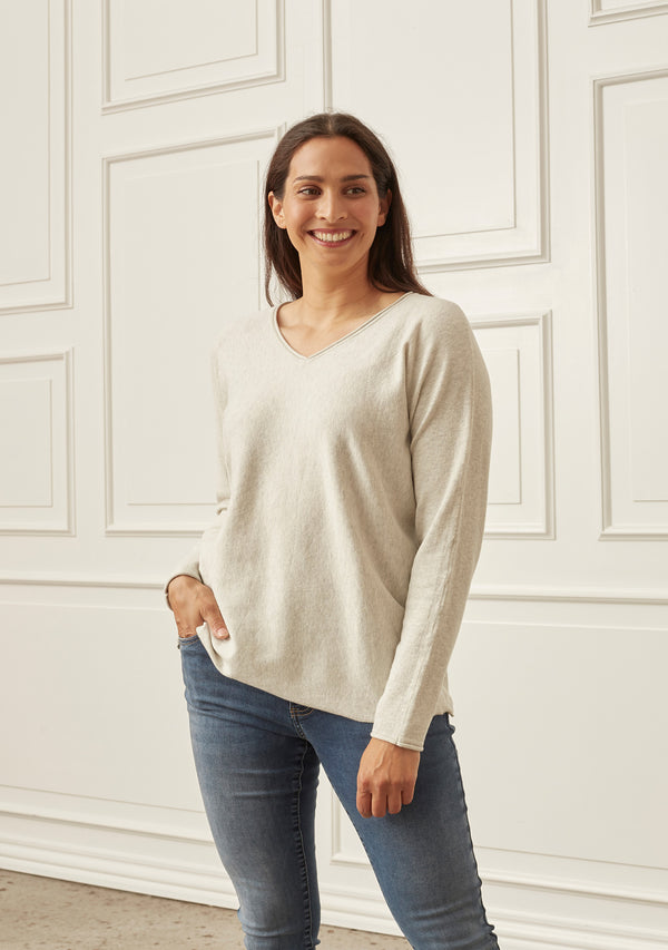 I SAY Frigga V-Neck Pullover Knitwear 956 Smokey