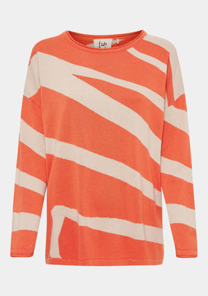 I SAY Frigga Zebra Pullover Knitwear L73 Orange/Sand Zebra