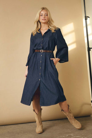 I SAY Ganja Sleeve Dress Dresses K97 Unwashed Denim