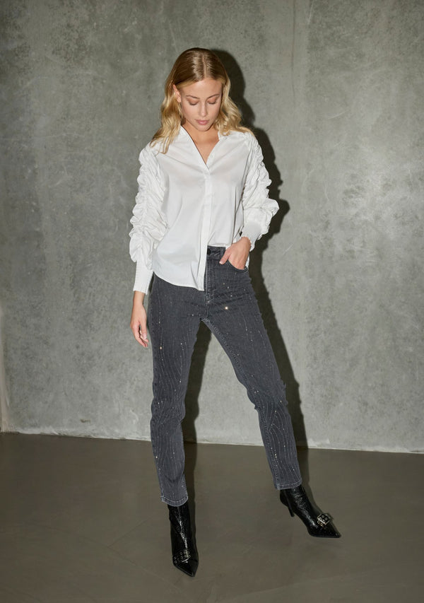 I SAY Genua Deco Jeans Pants N68 Grey w/Stones