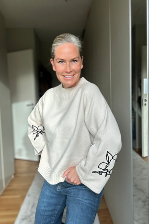 I SAY Gwen Deco Pullover Knitwear N16 Creamy w/Black