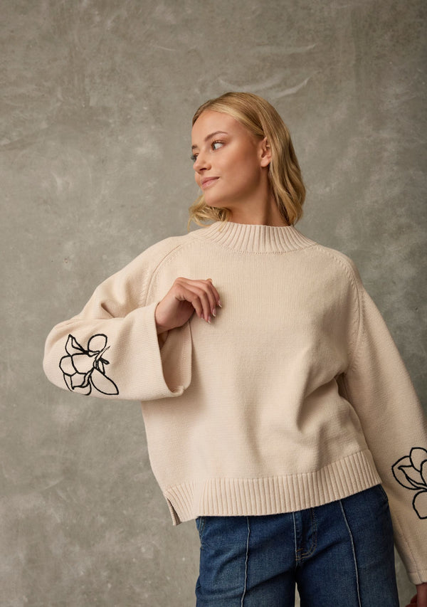 I SAY Gwen Deco Pullover Knitwear N16 Creamy w/Black