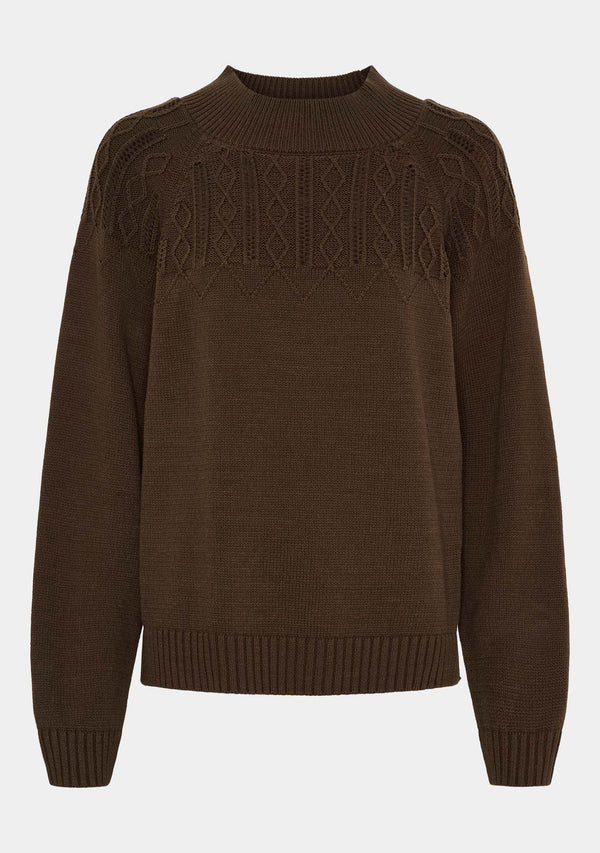 I SAY Gwen Pattern Pullover Knitwear 890 Khaki Melange