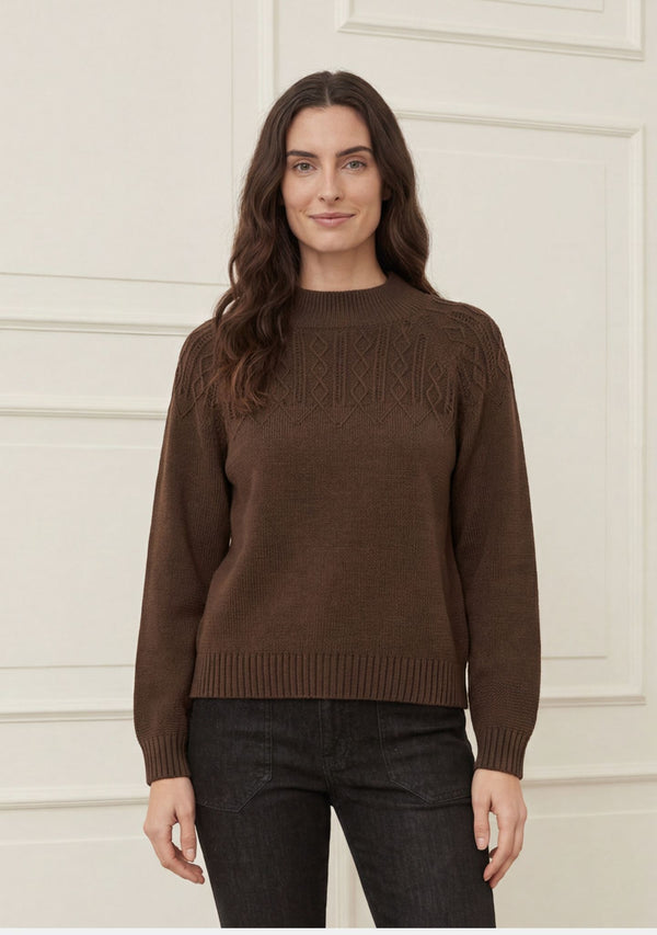 I SAY Gwen Pattern Pullover Knitwear 890 Khaki Melange