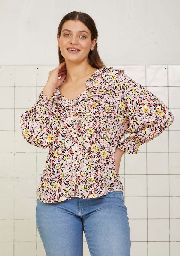 I SAY Gyta Flounce Blouse Blouses D61 Flower Dream