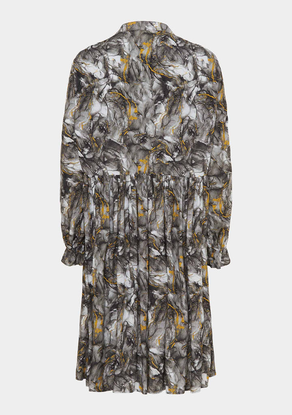 I SAY Gyta L/S Dress Dresses B48 Marble Print