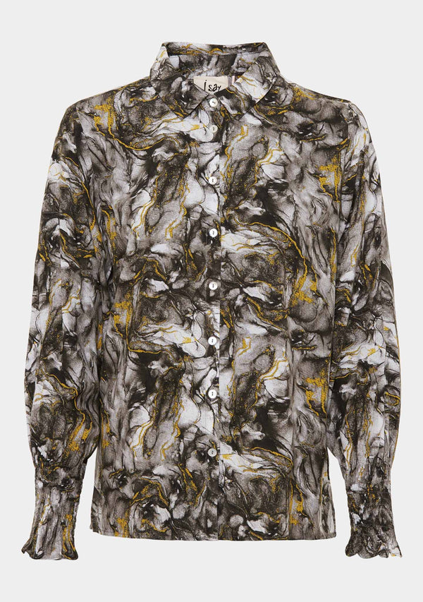 I SAY Gyta Smock Blouse Blouses B48 Marble Print