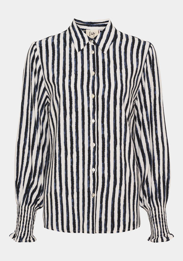 I SAY Gyta Smock Blouse Blouses N16 Creamy w/Black