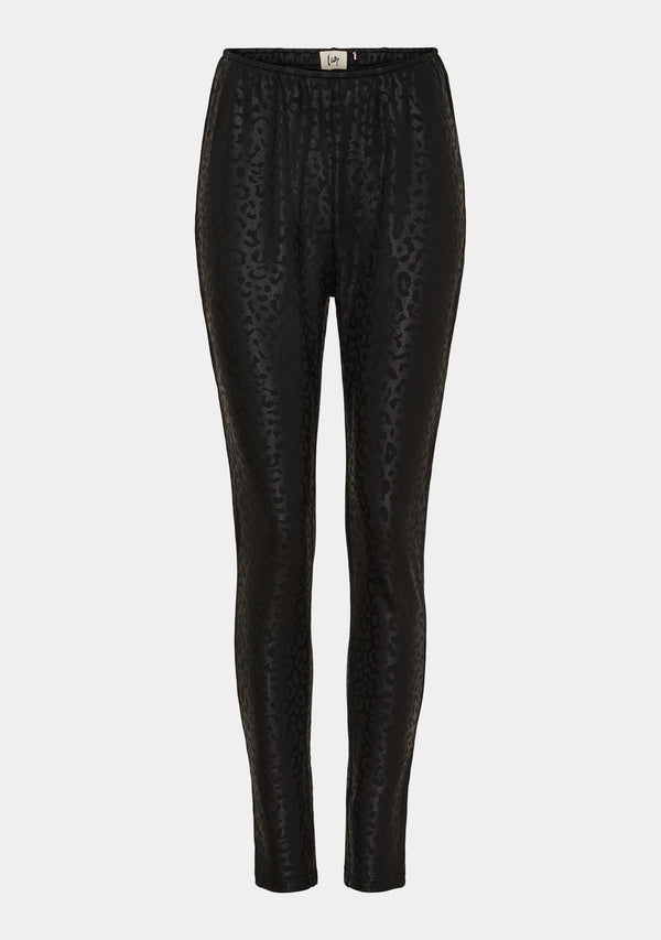 I SAY Helena PU Legging Pants M93 Black Leo