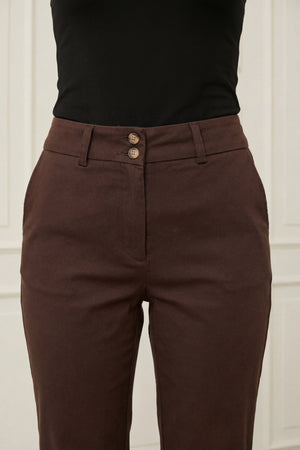 I SAY Isay Highwaist Chino Pants 356 Dark brown