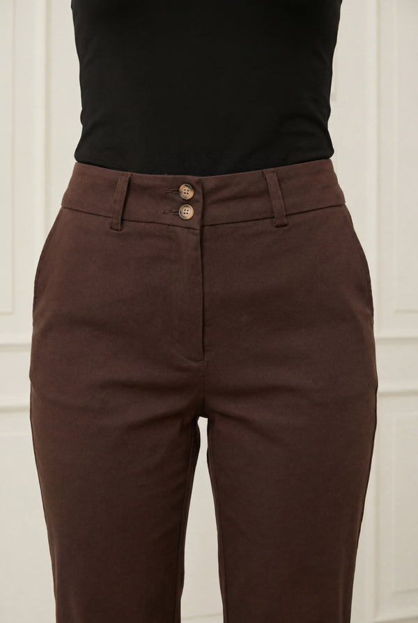 I SAY Isay Highwaist Chino Pants 356 Dark brown