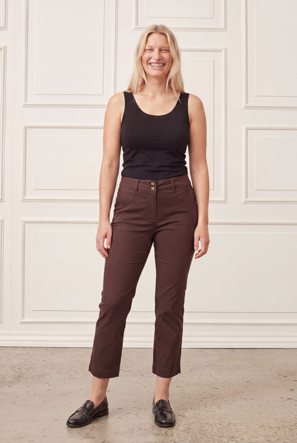 I SAY Isay Highwaist Chino Pants 356 Dark brown