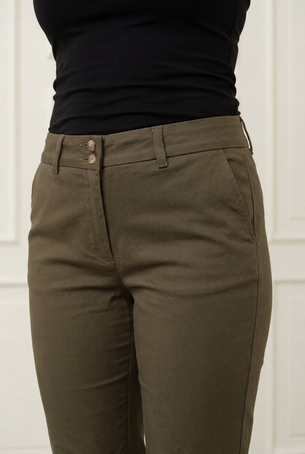 I SAY Isay Long Highwaist Chino Pants 885 Khaki