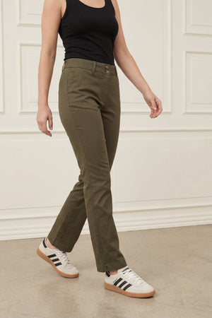 I SAY Isay Long Highwaist Chino Pants 885 Khaki