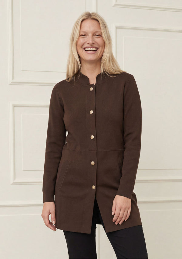 I SAY Jena Button Cardigan Knitwear 356 Dark brown