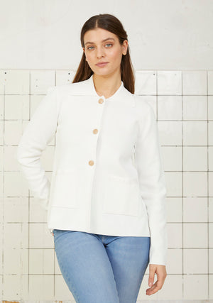 I SAY Jena Classic Cardigan Knitwear 101 Broken White