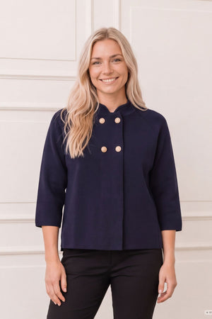 I SAY Jena Poncho Blouse Knitwear 640 Navy
