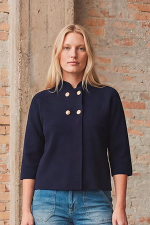 I SAY Jena Poncho Blouse Knitwear 640 Navy