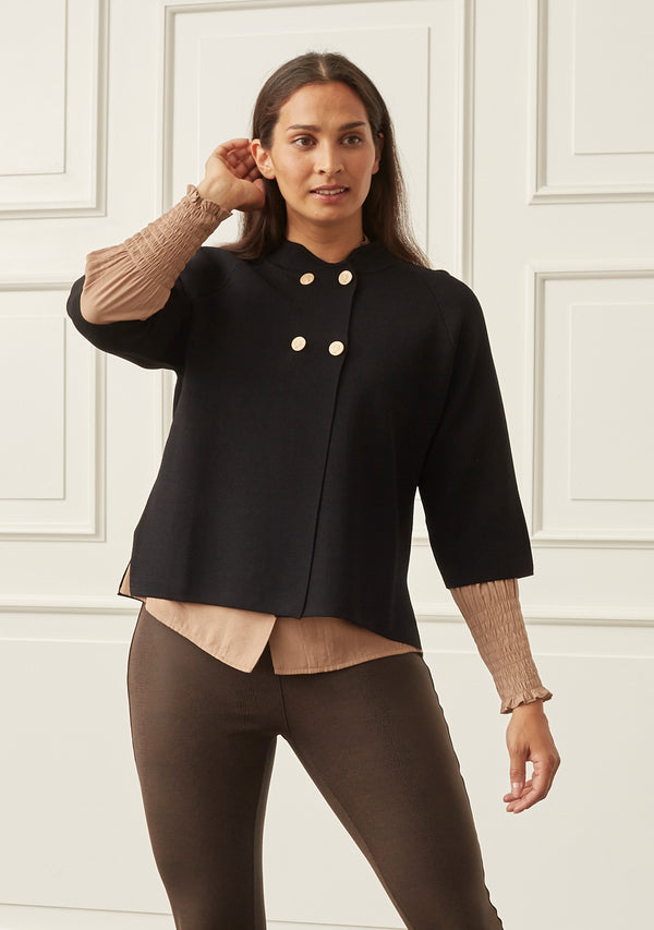 I SAY Jena Poncho Blouse Knitwear 900 Black