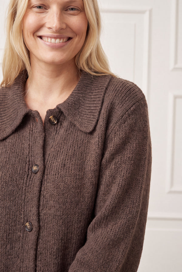 I SAY Joa Long Cardigan Knitwear 356 Dark brown