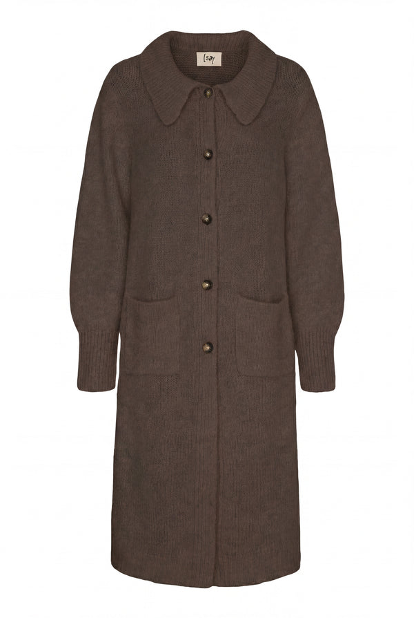 I SAY Joa Long Cardigan Knitwear 356 Dark brown