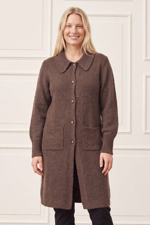 I SAY Joa Long Cardigan Knitwear 356 Dark brown