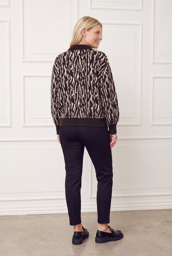 I SAY Joa Pattern Cardigan Knitwear N51 Brown Flow