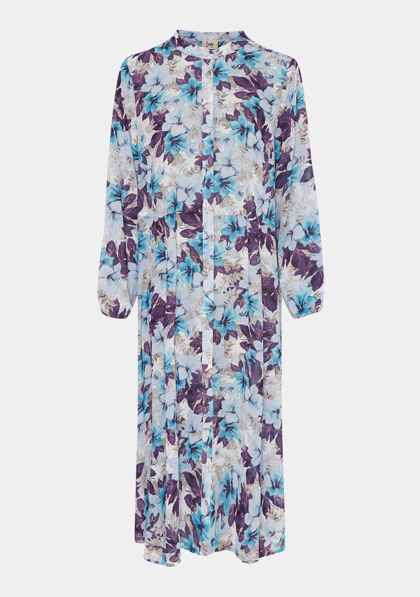 I SAY Jodie Dress Dresses L23 Blue Flower Chiffon