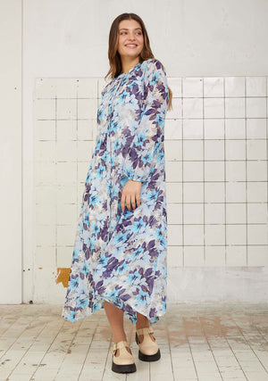 I SAY Jodie Dress Dresses L23 Blue Flower Chiffon