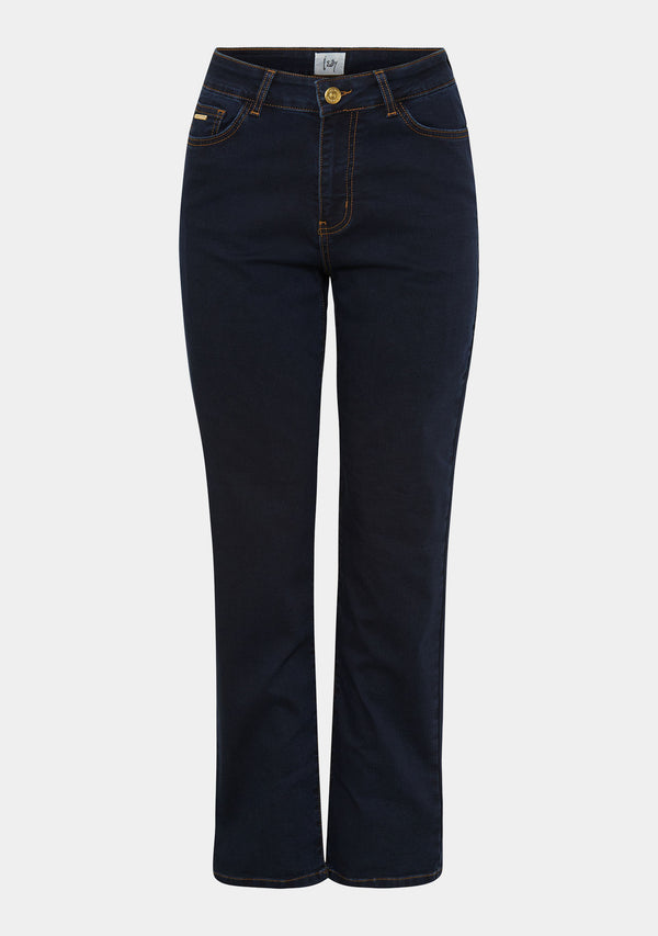 I SAY Lido Straight Long Jeans Pants 693 Denim Blue Unwashed