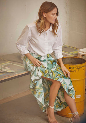 I SAY Liva Printed Skirt Skirts L10 Green Fluid