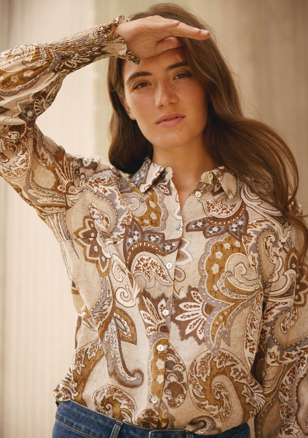I SAY Lotta Smock Shirt Shirts N45 Taupe Paisley