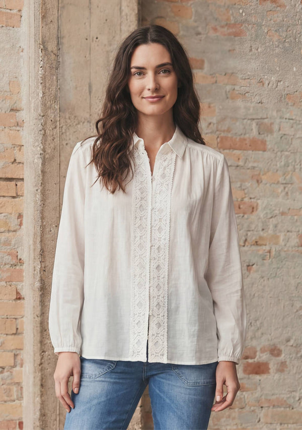 I SAY Lykke Colar Shirt Shirts 101 Broken White