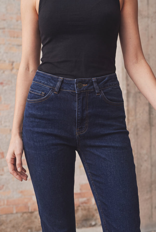 I SAY Monza Long Straight Jeans Pants 601 Blue/Black Wash