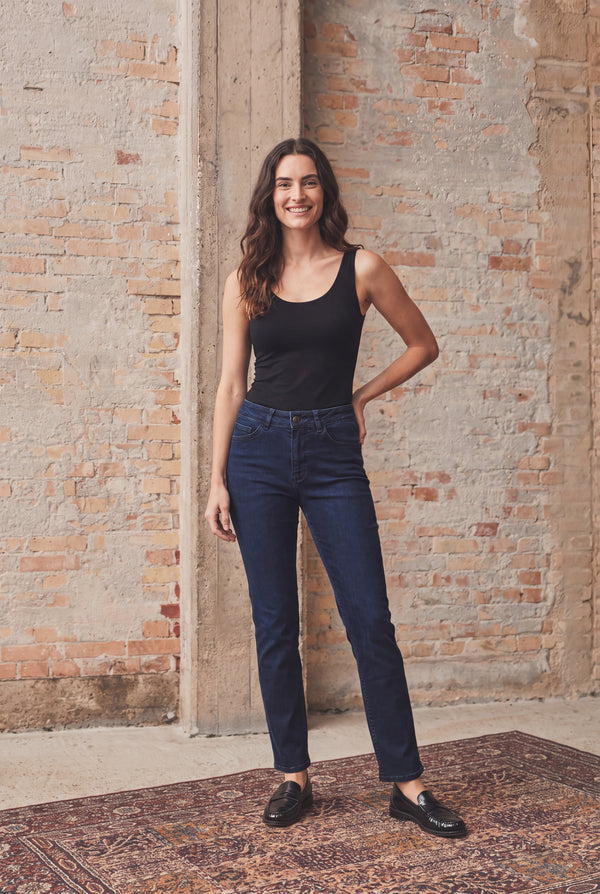 I SAY Monza Long Straight Jeans Pants 601 Blue/Black Wash