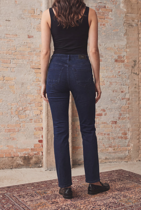 I SAY Monza Long Straight Jeans Pants 601 Blue/Black Wash