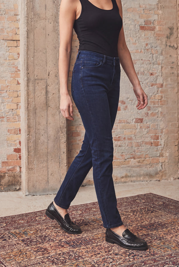 I SAY Monza Long Straight Jeans Pants 601 Blue/Black Wash