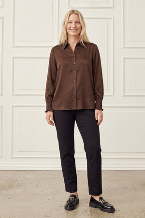 I SAY Nanina Smock Shirt Shirts 356 Dark brown