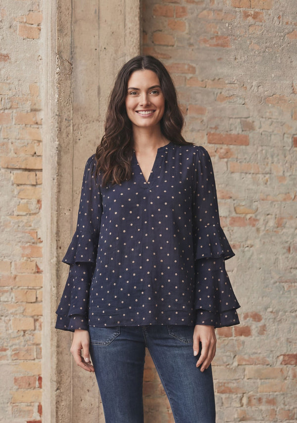 I SAY Naomi Blouse Blouses D67 Navy Dot
