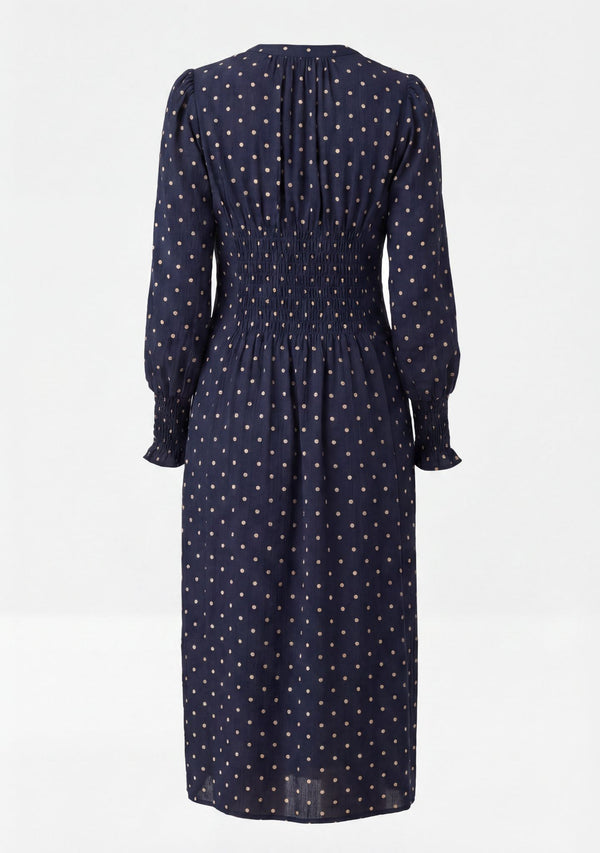I SAY Naomi V-Neck Dress Dresses D67 Navy Dot