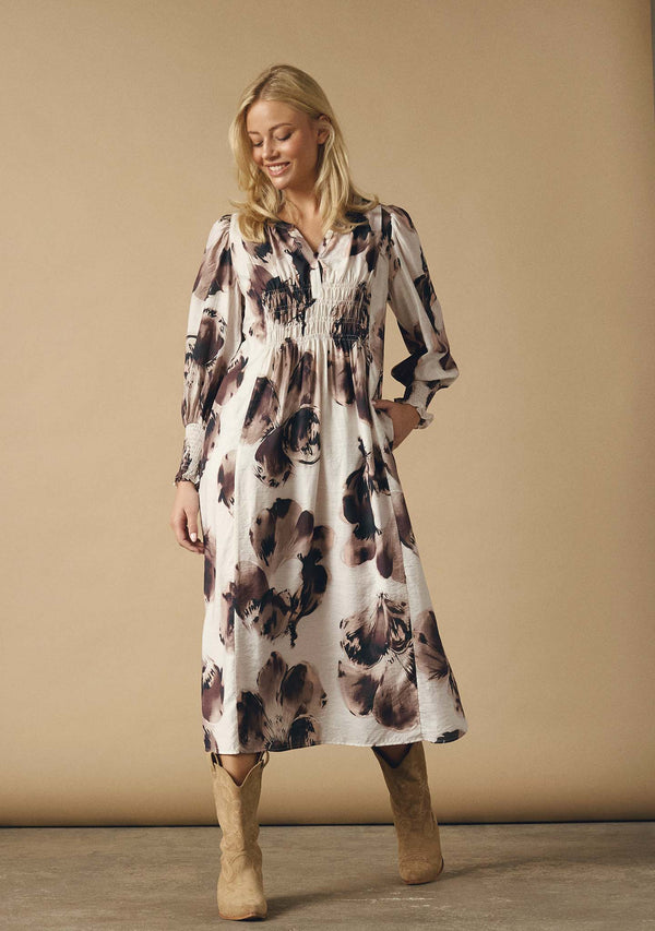 I SAY Naomi V-Neck Dress Dresses N47 Aubergine Floral