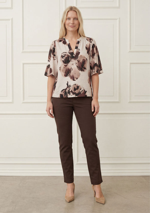 I SAY Naomi s/s Blouse Blouses N47 Aubergine Floral
