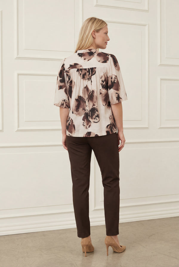 I SAY Naomi s/s Blouse Blouses N47 Aubergine Floral
